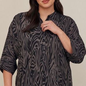 Torrid button down black and grey zebra pattern blouse
